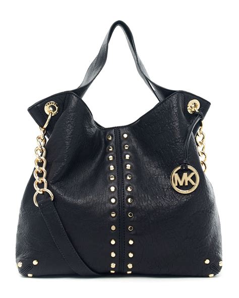 michael michael kors uptown astor large shoulder tote black leather